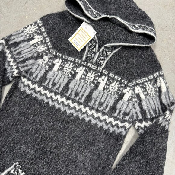 NWT Asiri's Treasures Alpaca Wool Aztec Knit Hoodie Sweater Handmade Peru Small - Picture 2 of 9